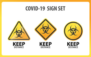 Obraz premium Covid-19 Warning Sign Set