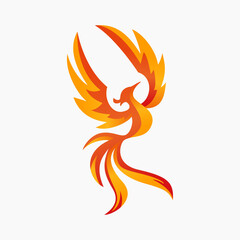 Naklejka premium Great fire phoenix vector logo design template