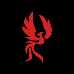 Great red phoenix vector logo design template