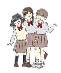 肩を組む笑顔の女の子たち