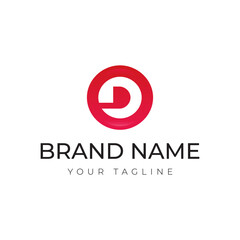 Letter D for musical. media. label. studio. digital. technology visualisation with minimal modern and clean design concept