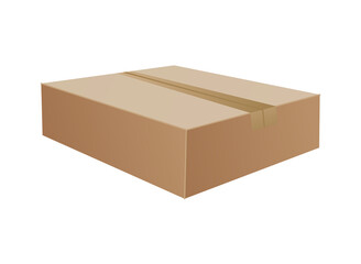 Box. Cardboard box mockup. Mail container. Brown recycling cardboard delivery box or postal parcel packaging, realistic vector illustration isolated on white background