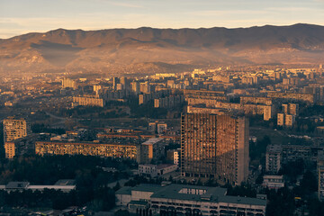 A mostly residential part of Tbilisi north of Tbilisi Reservoir in the late afternoon.