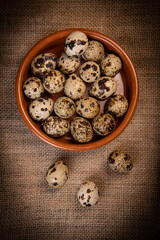 Fresh Quail eggs on background, Food and health concept, High quality photo