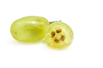 Ripe grapes close-up isolated on white background