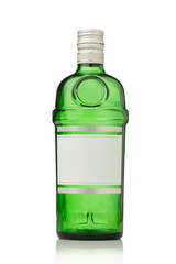 Gin bottle with glass studio shot.