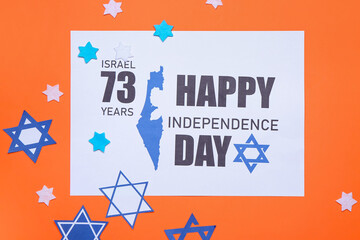 Composition for Israel Independence Day on color background
