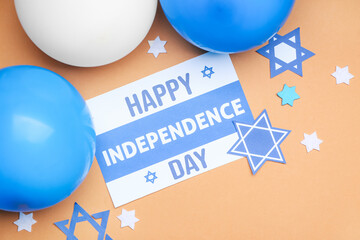Composition for Israel Independence Day on color background