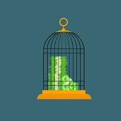 Dollar in golden bird cage , format