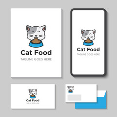 Love cat logo and care icon vector illustration with mobile app design template