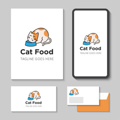 Love cat logo and care icon vector illustration with mobile app design template