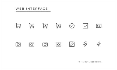 Web Interface Icon set with outlined style