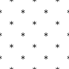 Seamless pattern with black line star or asterisk on white background.