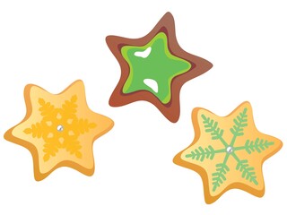 Fototapeta na wymiar クリスマス仕様の雪の模様の星形のクッキー