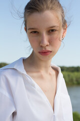 outdoor portrait of a young woman