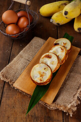 Roti Pisang Banjar, Indonesian traditional pancake from Banjarmasin, South Kalimanta, made from banana, egg, flour and coconut milk