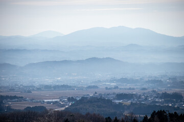 靄に包まれる阿武隈山地