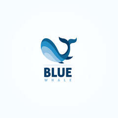 Unique blue whale logo icon design concept vector