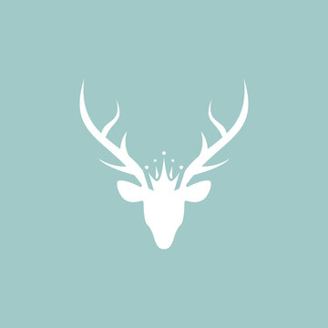 recommend clip art: Silhouette of deer head with antlers and royal crown.