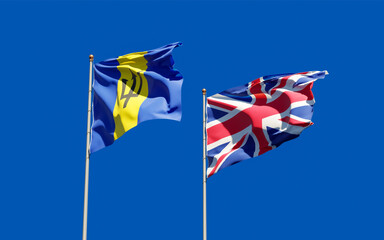 Flags of UK British and Barbados.