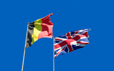 Flags of UK British and Belgium.