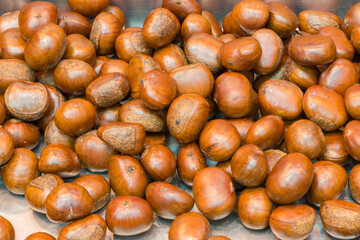 Roasted chestnuts background