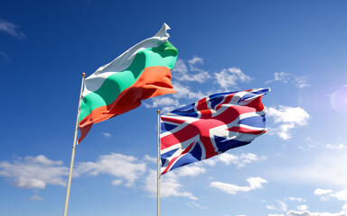 Flags of UK British and Bulgaria.