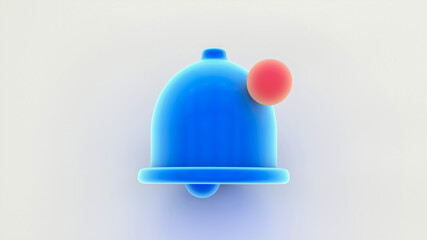 Blue Remind notification bell icon. 3d rendering. 