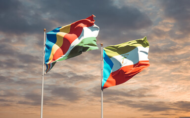 Flags of Seychelles and Equatorial Guinea.