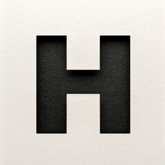 Black Font design, Abstract alphabet font, realistic typography - H