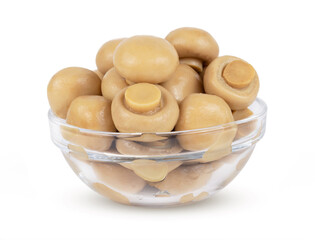 group of Mushrooms in a transparent bowl, isolated on white background