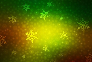 Dark Green, Yellow vector background in Xmas style.