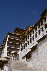 Obraz premium Close up of Potala Palace with white wall and steps in Lhasa, Tibet, China.