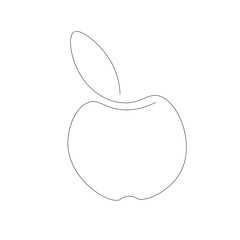 Apple fruit silhouette line drawing, vector illustration