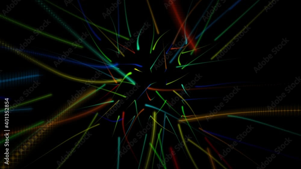 Poster close-up trails of burning and falling stars on an isolated black background flying at high speed th
