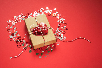Valentine's day gift box with heart shaped glitter