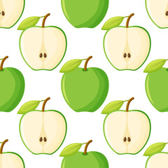 Green Apples Seamless Pattern Tile. Repeating Print. Perfect for Back to School or Apple Picking or Food Packaging.