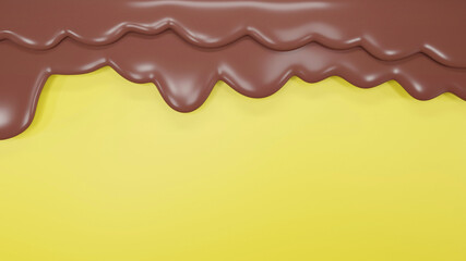 3d render realistic splash and flow drops of dark or milk chocolate.