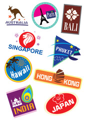 Set of travel icon sticker