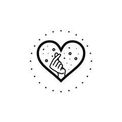Modern asian hand gesture love finger heart logo design vector illustration