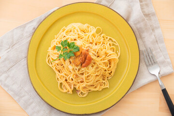 ウニのクリームパスタ