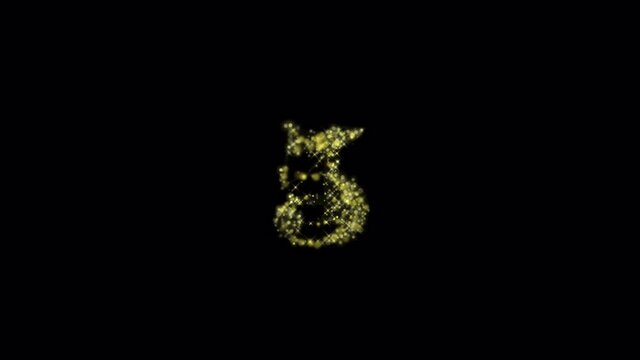 Animation golden Text countdown from 10 to 0 on black background.
