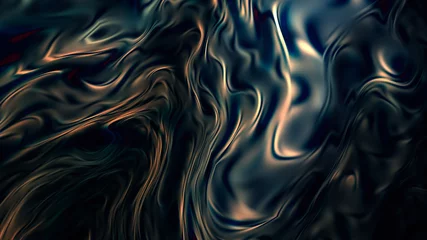 Foto auf Acrylglas Liquid chrome surface. Fluid metal texture for design. Unreal organic shape. Dark matter. Digital background. 3d render abstraction © Astibuag