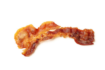 Tasty fried bacon isolated on white background
