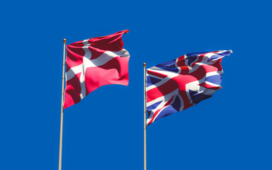 Flags of Denmark and UK British.