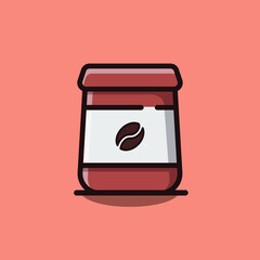 A Pack Of Coffee Beans Flat Cartoon Icon Illustration. Premium Vector Cafe Icon Concept Isolated. Flat Cartoon Style