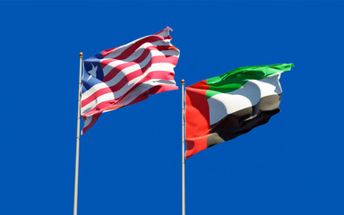 Flags of Liberia and UAE Arab Emirates.