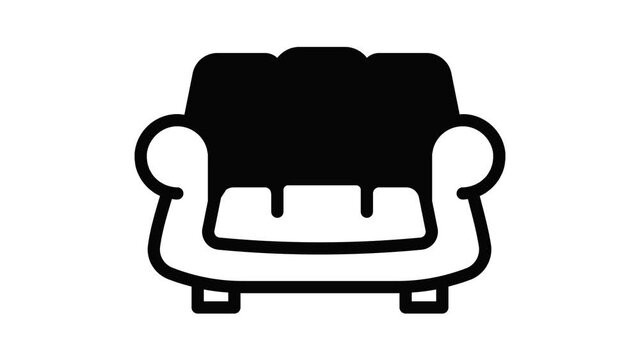 Modern sofa icon animation best on white background for any design
