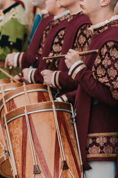 Gubbio Italian Flags-wavers, Sbandieratori, Performing The Traditional And Antique Dance