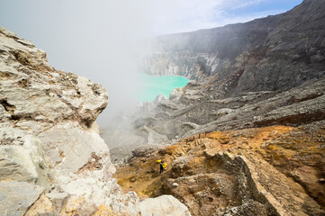 Ijen volcano in East Java, Indonesia